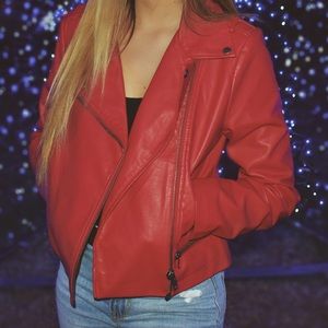Red leather jacket